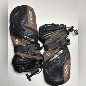 Swany Leather Ski Gloves in Black and Brown